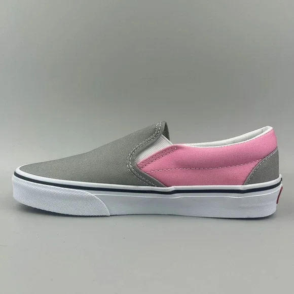 Vans Classic Slip On Women Size 8 Gray Pink Skate Shoes Sneakers NEW - Picture 2 of 6